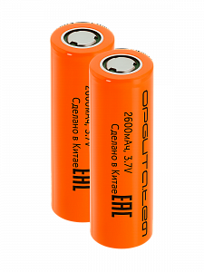 Аккумулятор 18650 3.7v 2600мАч плоский пин, 2шт Орбита